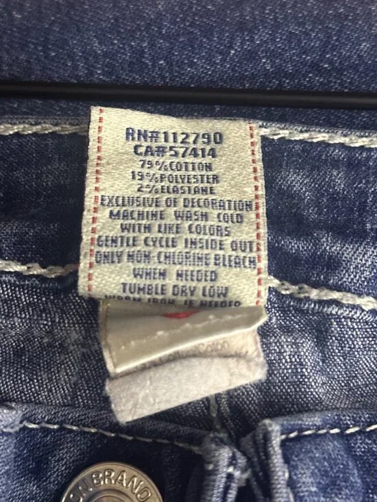 True Religion Women 30 Denim Blue Jean Pant USA Made Legging Tapered Slim Y2K - Picture 7 of 16